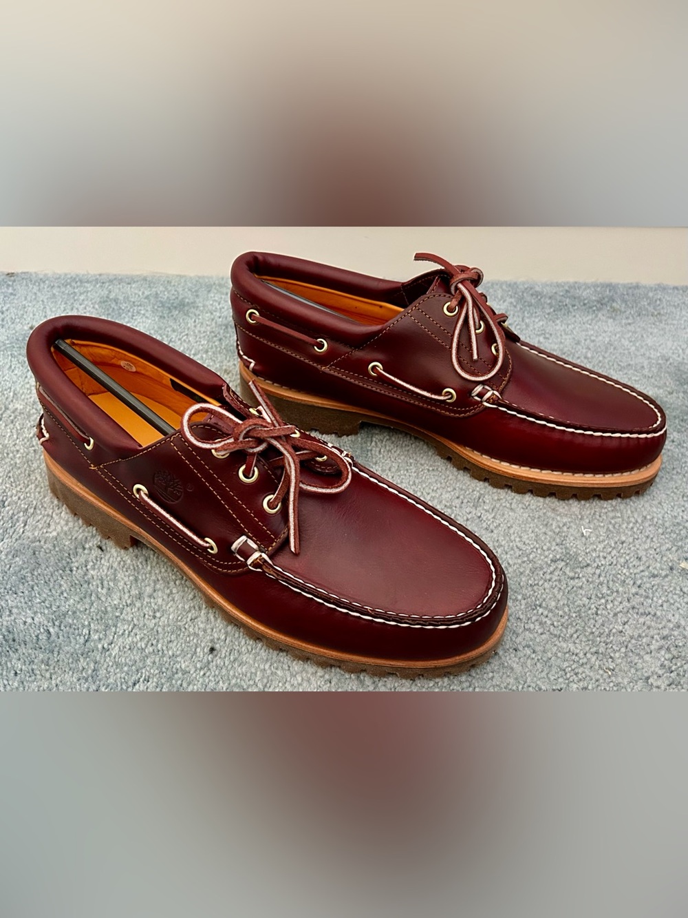 Timberland Authentic 3-Eye Handsewn Boat Shoe - 10.5 - Burgundy - BNWB